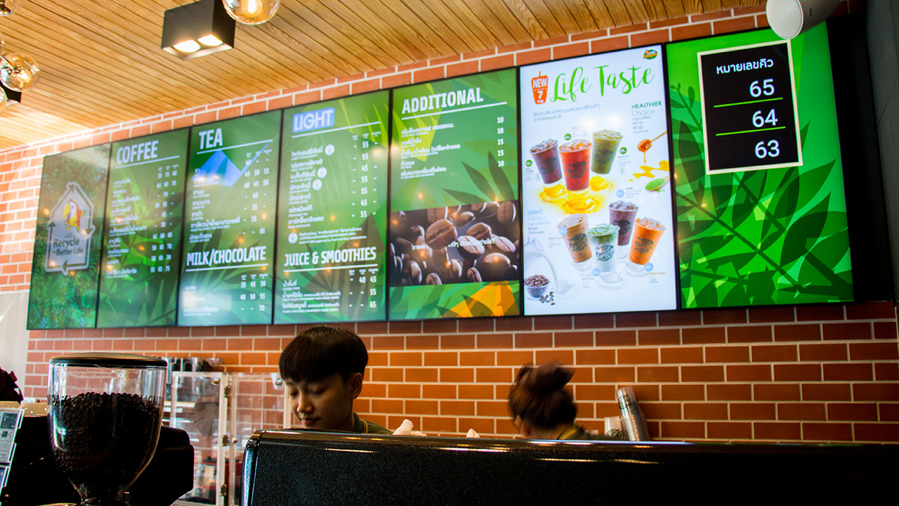 Café Amazon Digital Menu Board and Queue System Lead Innovation